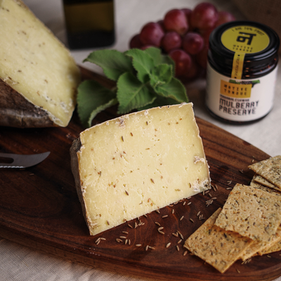 Käse Cumin & Thyme is a semi-hard milled curd cheese infused with cumin & thyme and aged for 6-8 months.