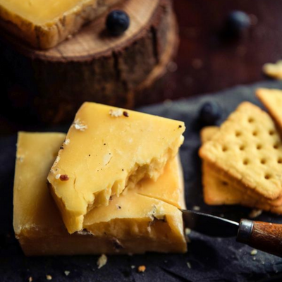 Our Gusto inspired by Alpine Cheese, has a washed rind that gives the cheese its complexity. Usually it is aged for a minimum of 4 months while the vintage ones are aged up to 18 months.